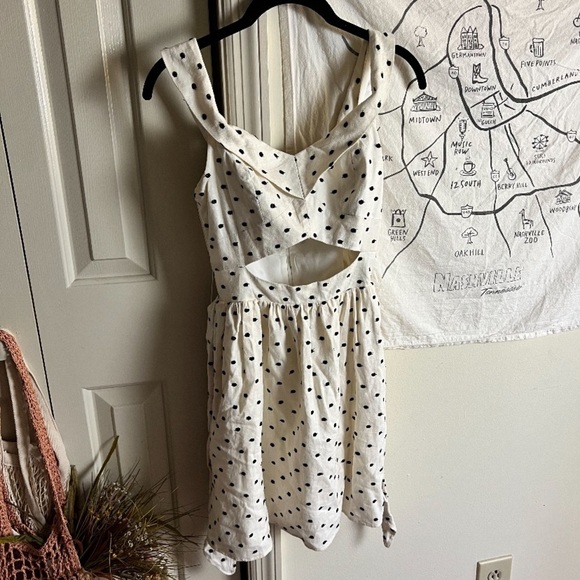 WAYF Carpi Knotted Cutout Mini Dress Polka Dot Small - Picture 4 of 8
